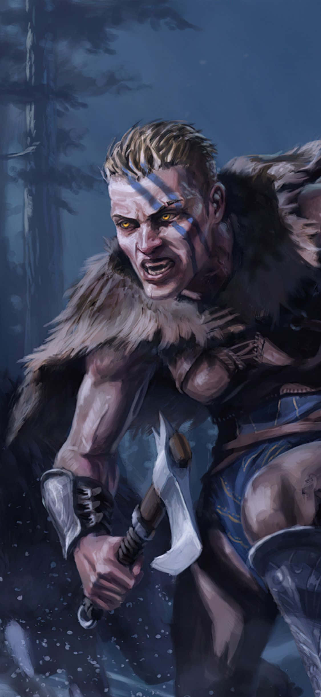 iPhone Xs Assassin's Creed Valhalla Naispuolinen Viikinki Hyökkäämässä Tausta Taustakuvat
