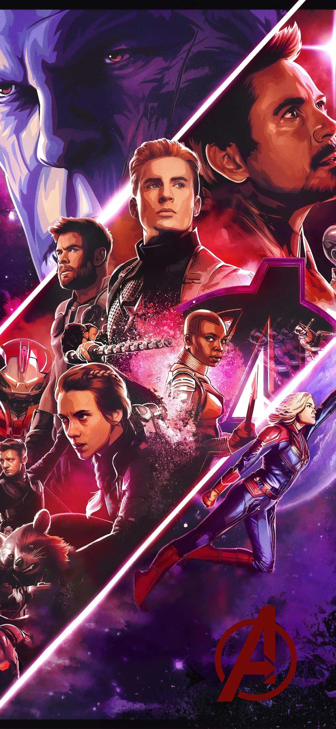 iPhone XS Avengers -tausta Thanos ja Endgame-sankarit Taustakuvat