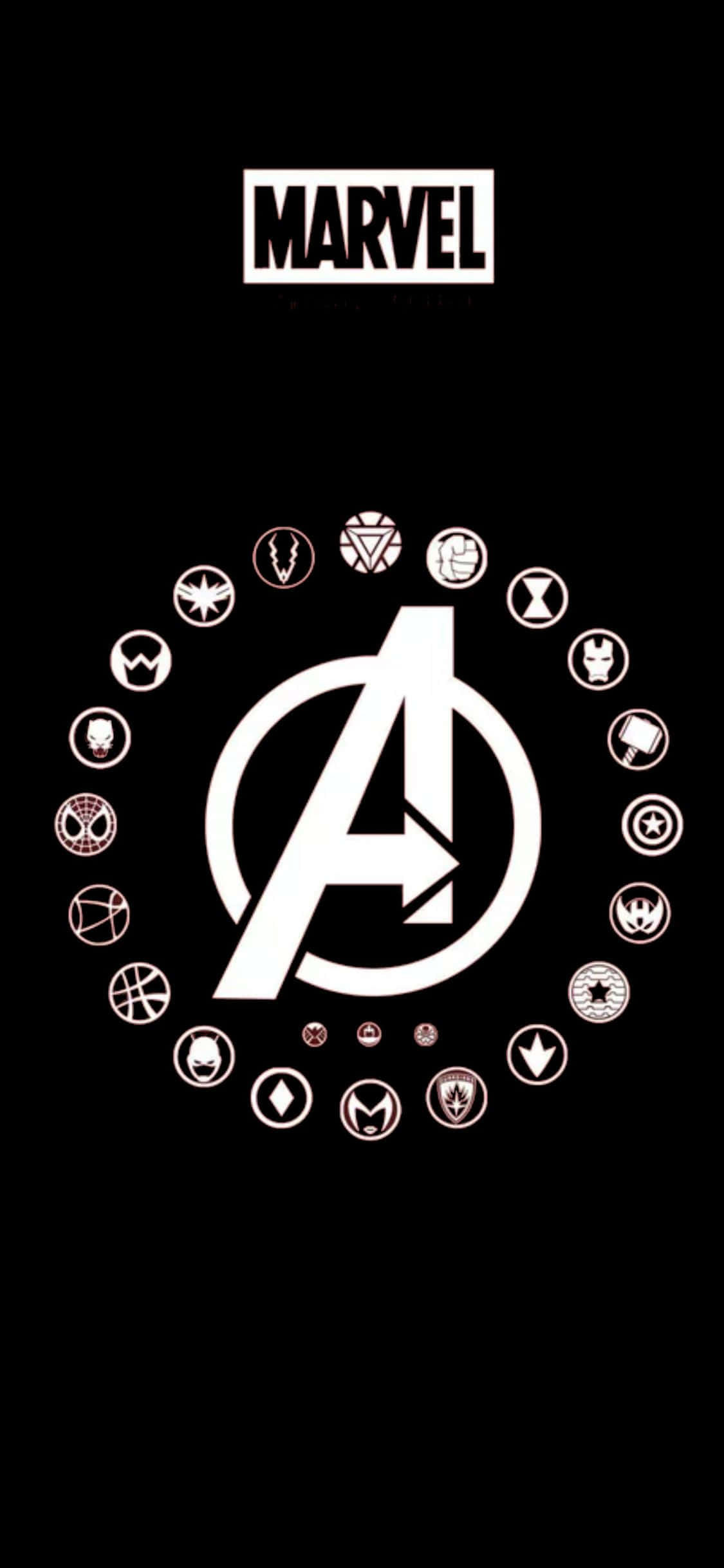 iPhone XS Avengers -logo taustakuva supersankarisymboleilla Taustakuvat