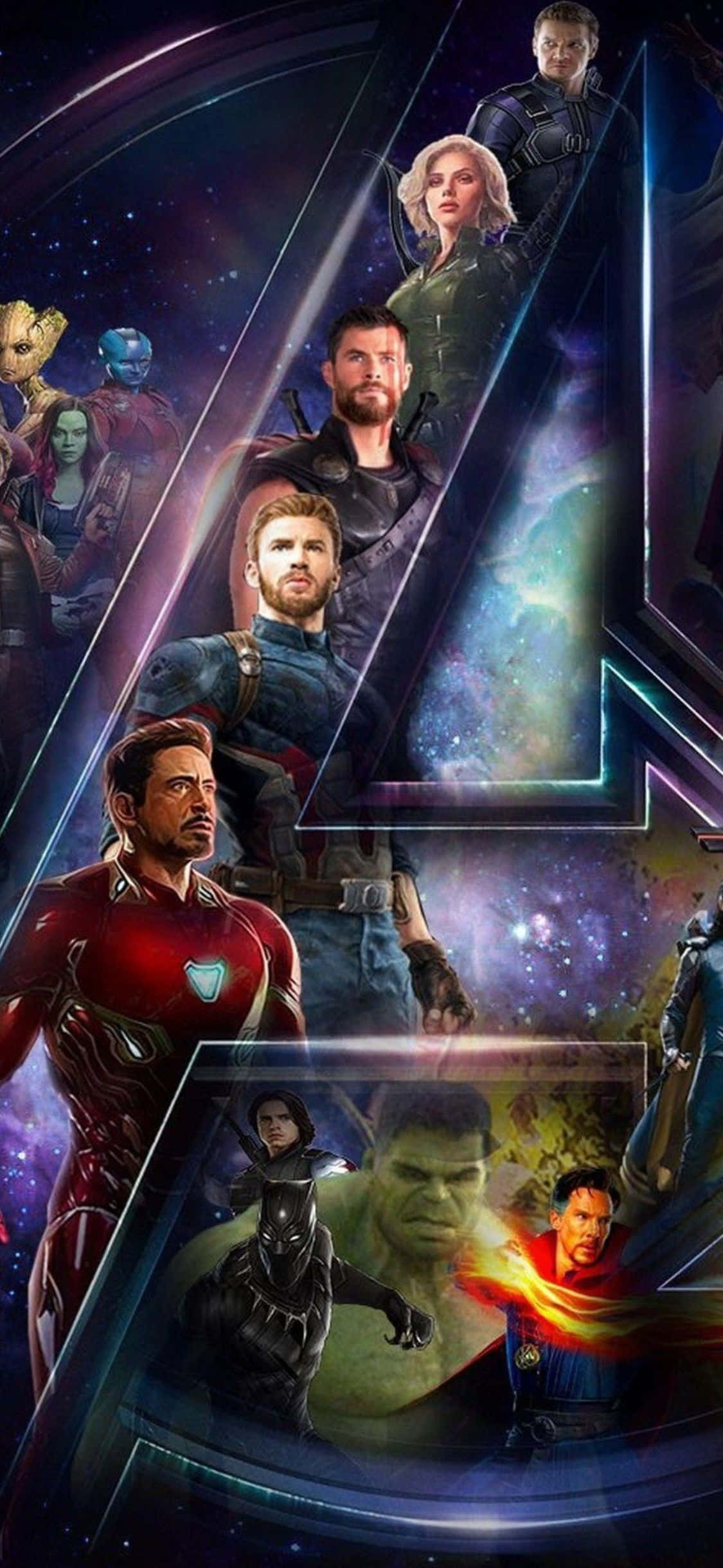iPhone XS Avengers Taustakuva Logolla Ja Marvel-sankareilla Taustakuvat