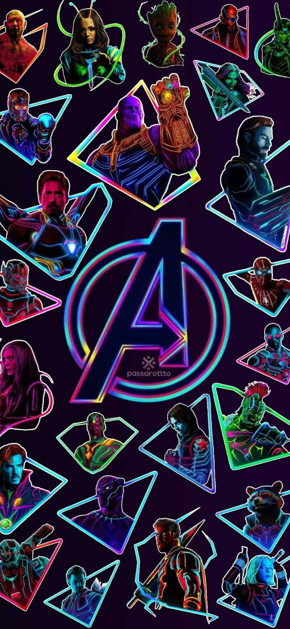 iPhone XS Avengers taustakuva neon taide Taustakuvat