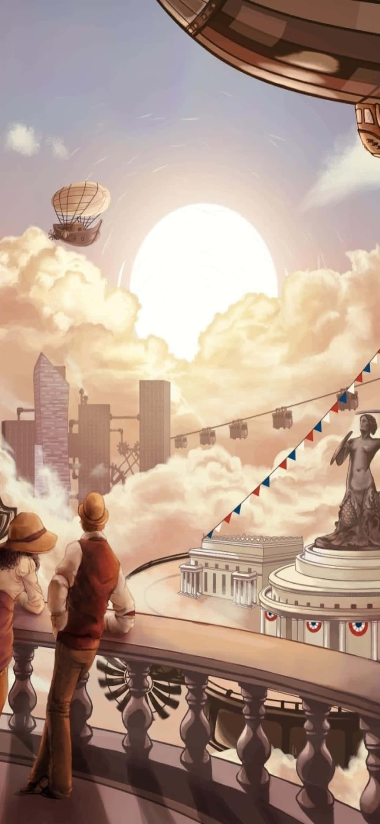 iPhone Xs Max Bioshock Infinite -muotokuva Taivas-tausta Taustakuvat