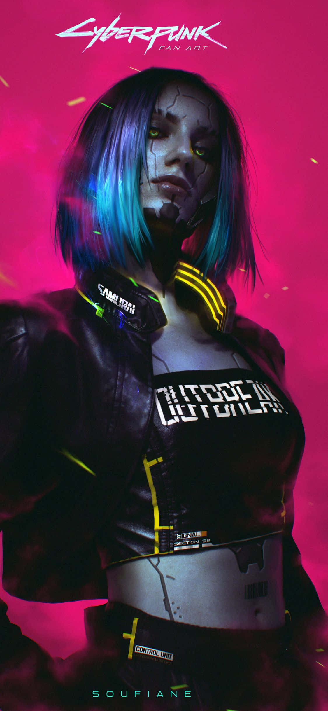 iPhone XS Max Cyberpunk 2077 Kyborgi Pinkki Tausta Taustakuvat