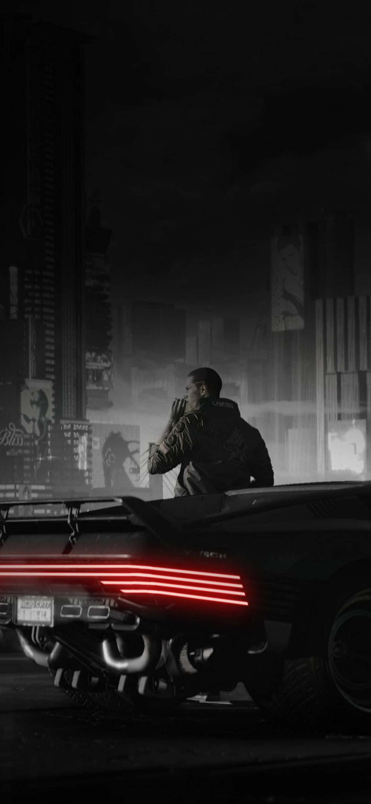 iPhone XS Max Cyberpunk 2077 tumma tausta Taustakuvat