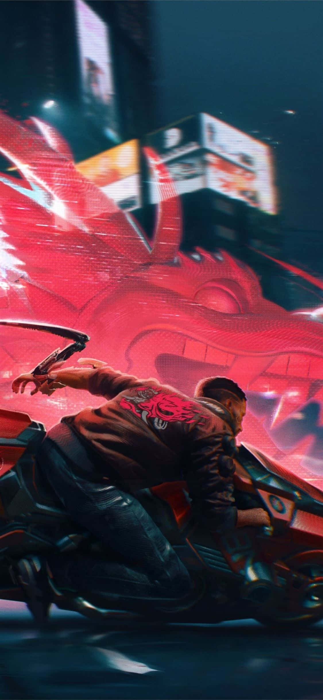 iPhone XS Max Cyberpunk 2077 lohikäärme tausta Taustakuvat