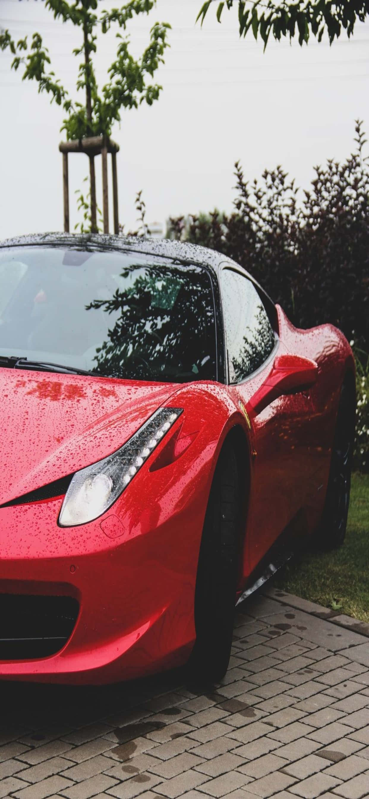 iPhone Xs Max Ferrari -taustakuva Pysäköity punainen Ferrari 458 Taustakuvat