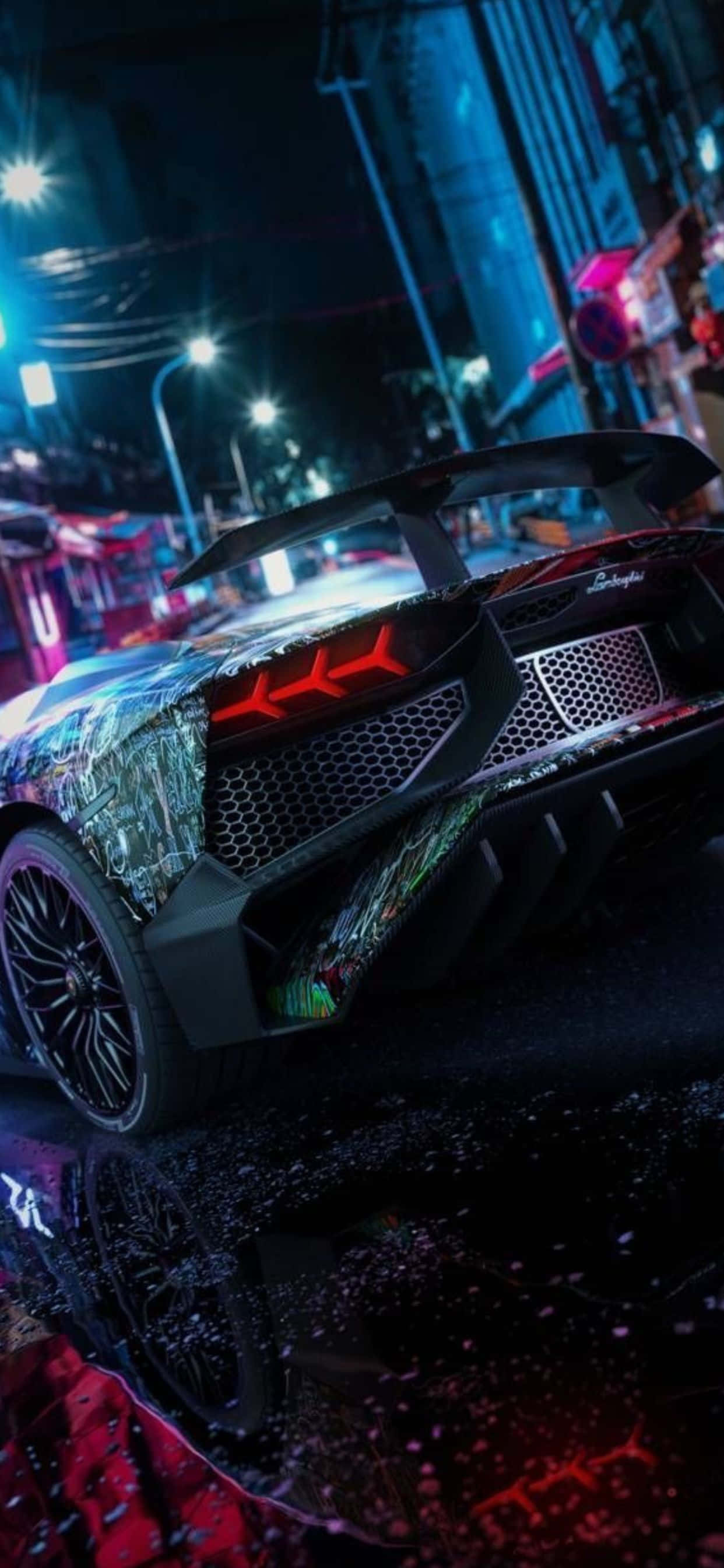 iPhone XS Max Lamborghini Aventador takaosa taustakuvana Taustakuvat