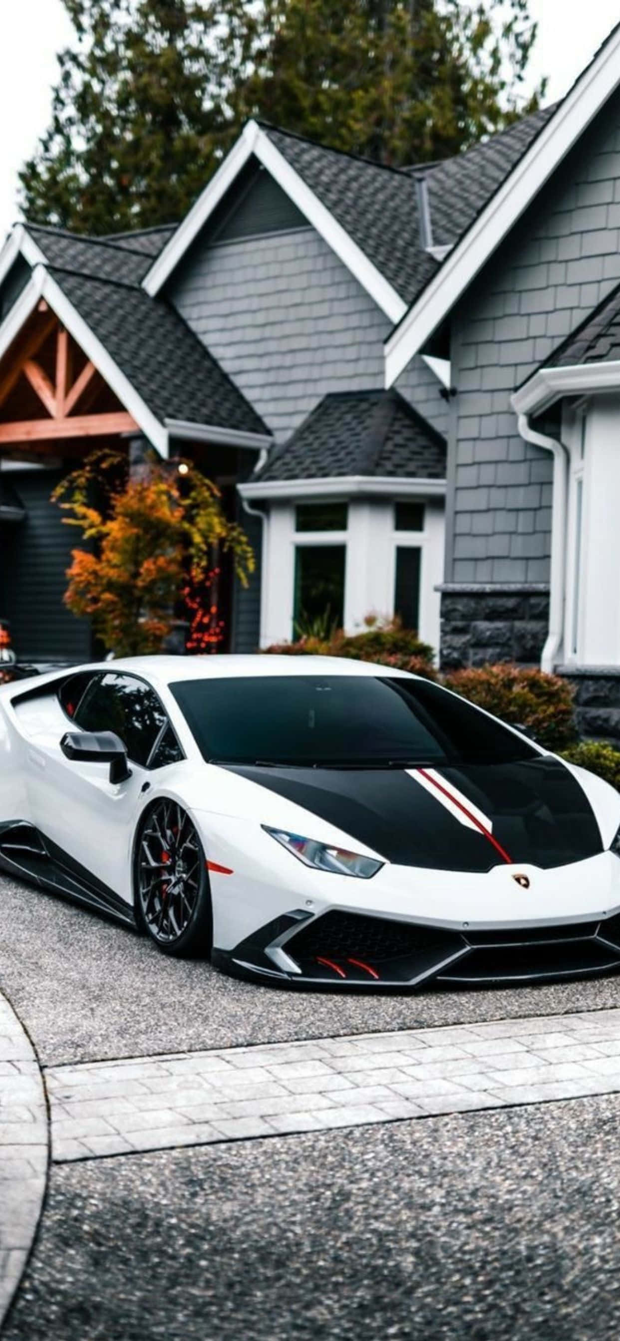 iPhone XS Max Lamborghini valkoinen ja musta tausta Taustakuvat