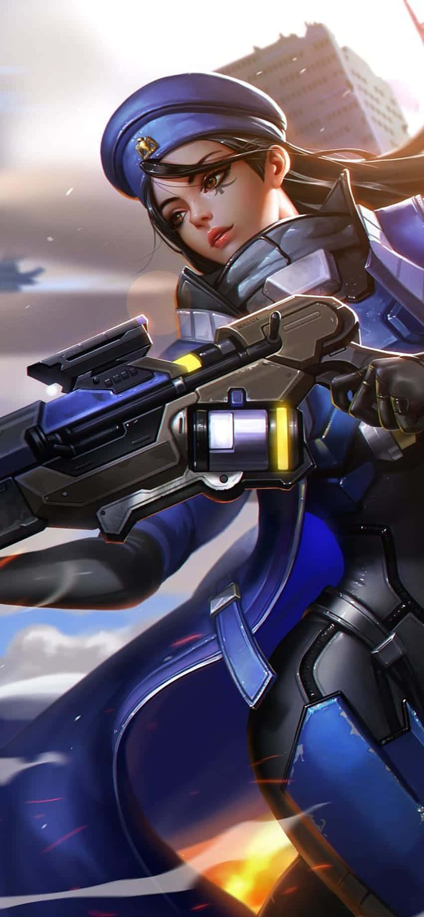 iPhone Xs Max Overwatch Tausta Kapteeni Ana Taistelemassa Taustakuvat
