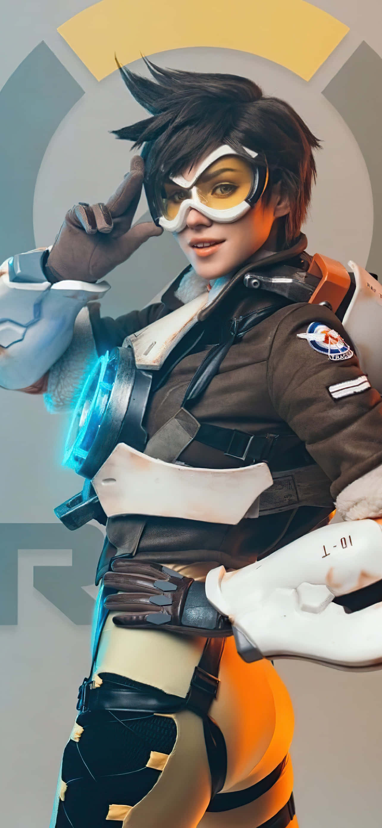 iPhone Xs Max Overwatch -taustakuva Tracer kääntynyt kameraan päin Taustakuvat