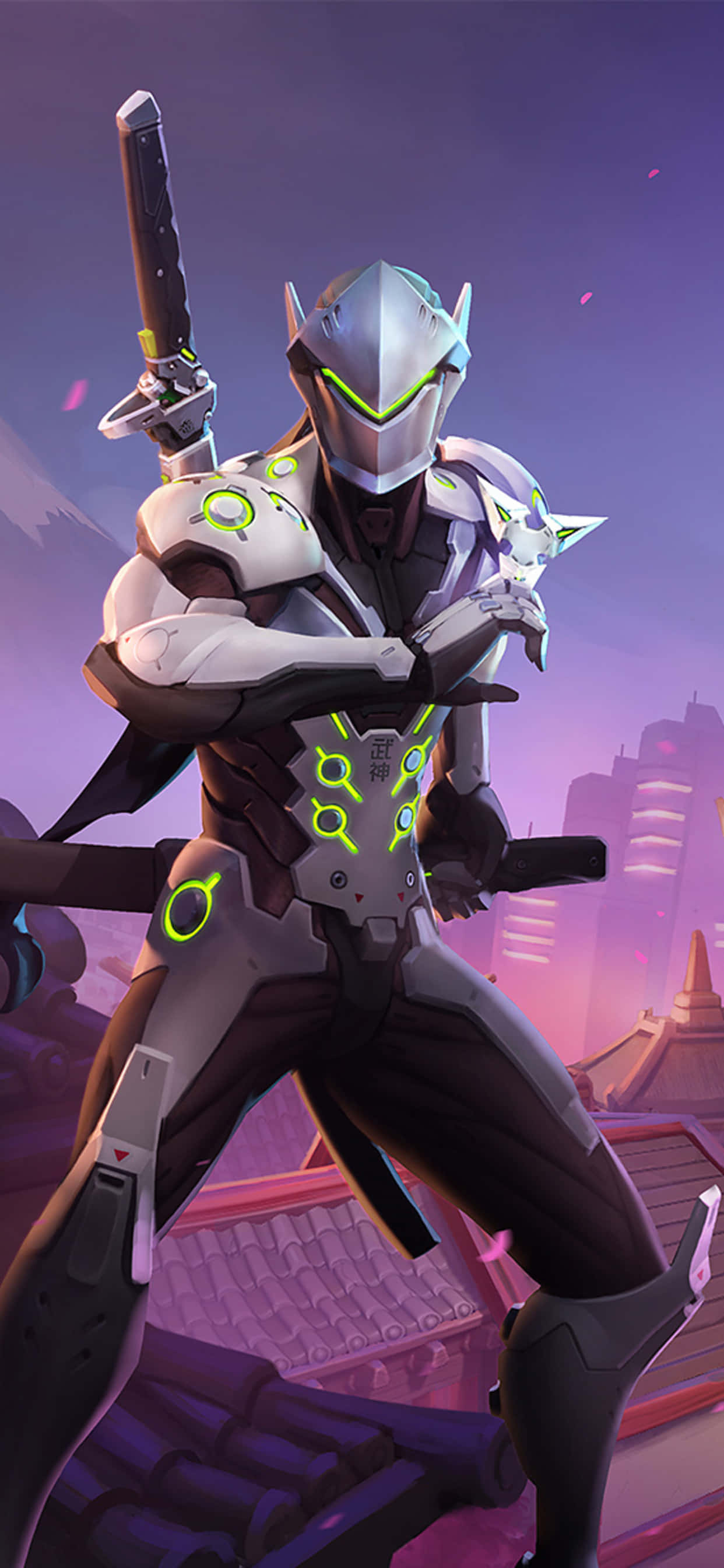 iPhone Xs Max Overwatch -taustakuva Genji valkoinen puku Taustakuvat