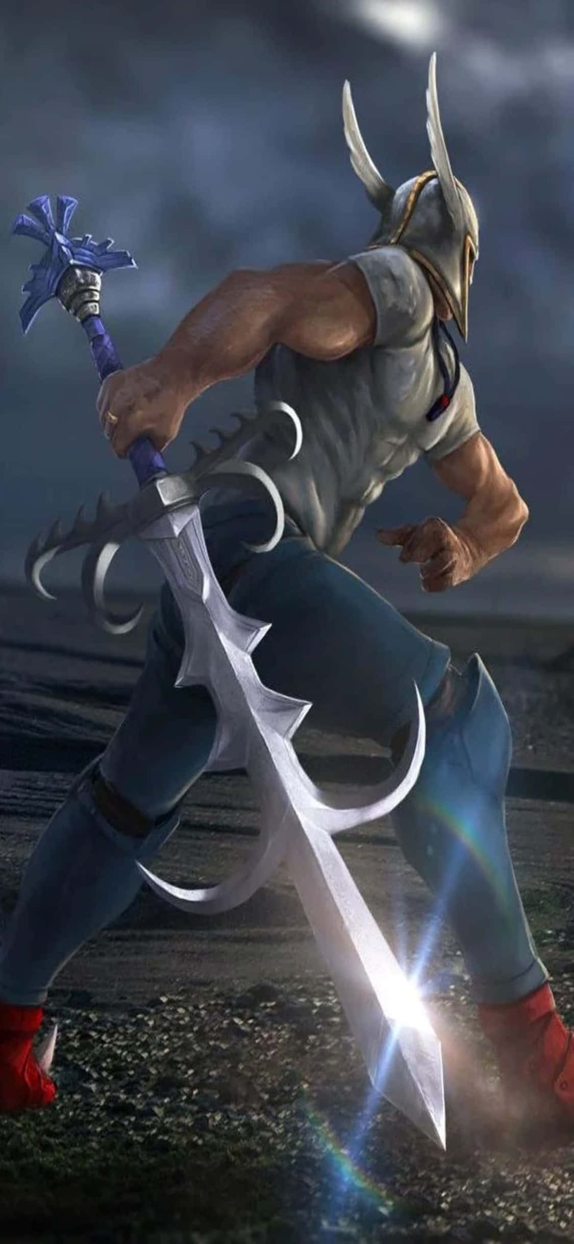 iPhone Xs Runescape -tausta haltijamaagi miekkaa heiluttamassa Taustakuvat