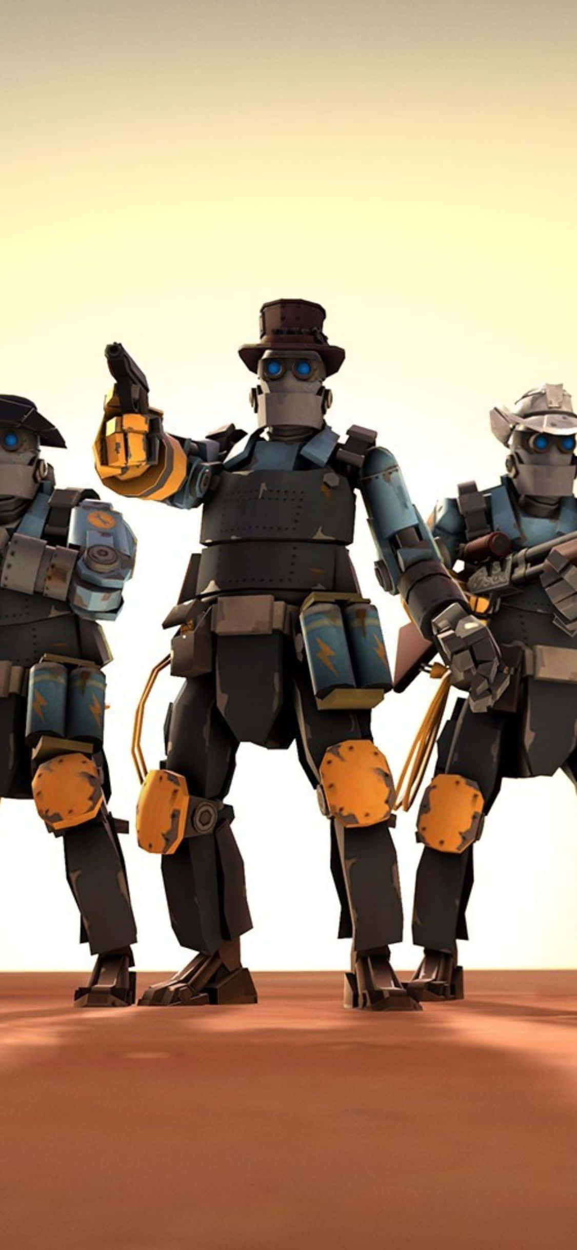 iPhone XS Team Fortress 2 Cowboy Robotit -taustakuva Taustakuvat