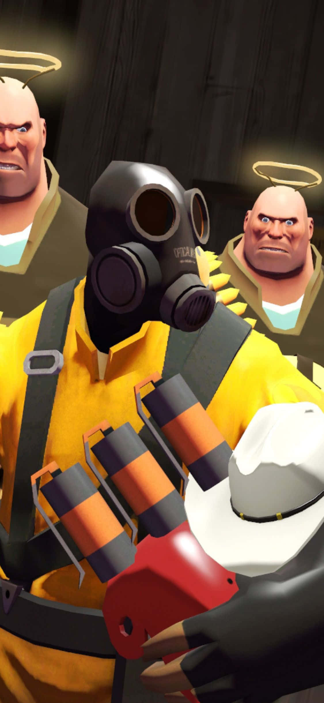 iPhone XS Team Fortress 2 -Pyro Heavysien Kanssa -tausta Taustakuvat