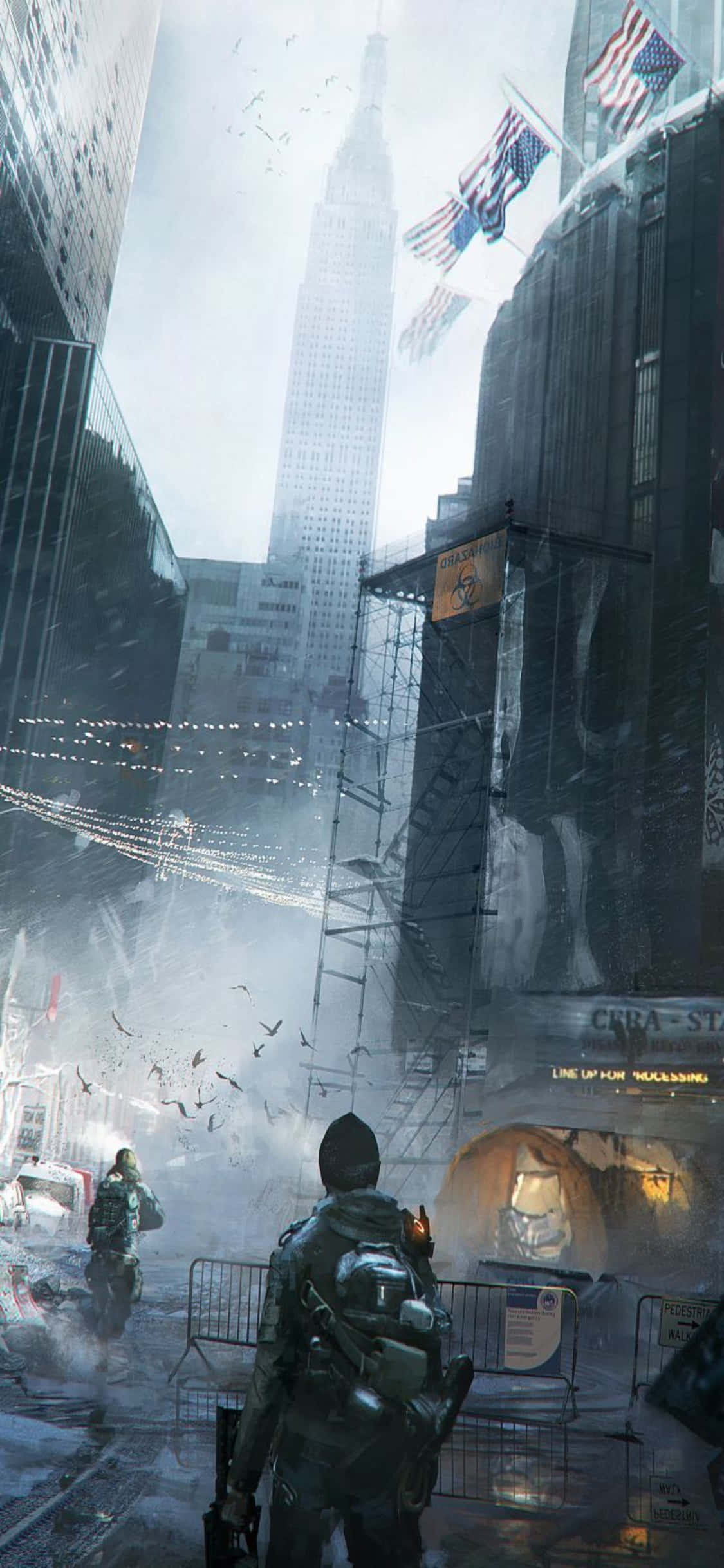 iPhone Xs The Division - Taustakuva - Ryhmä liikkuu savun läpi Taustakuvat