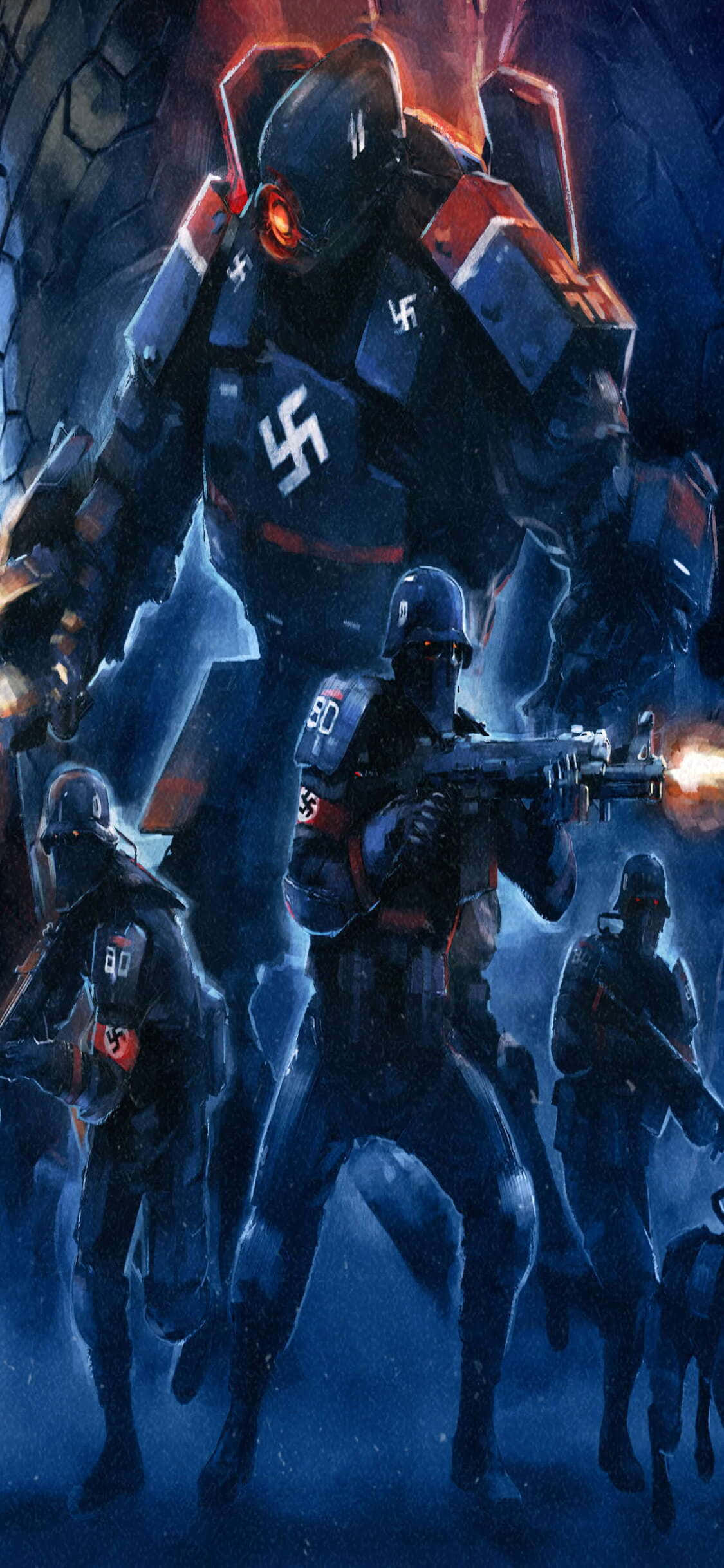 iPhone Xs Wolfenstein II natsisotilaat tausta Taustakuvat