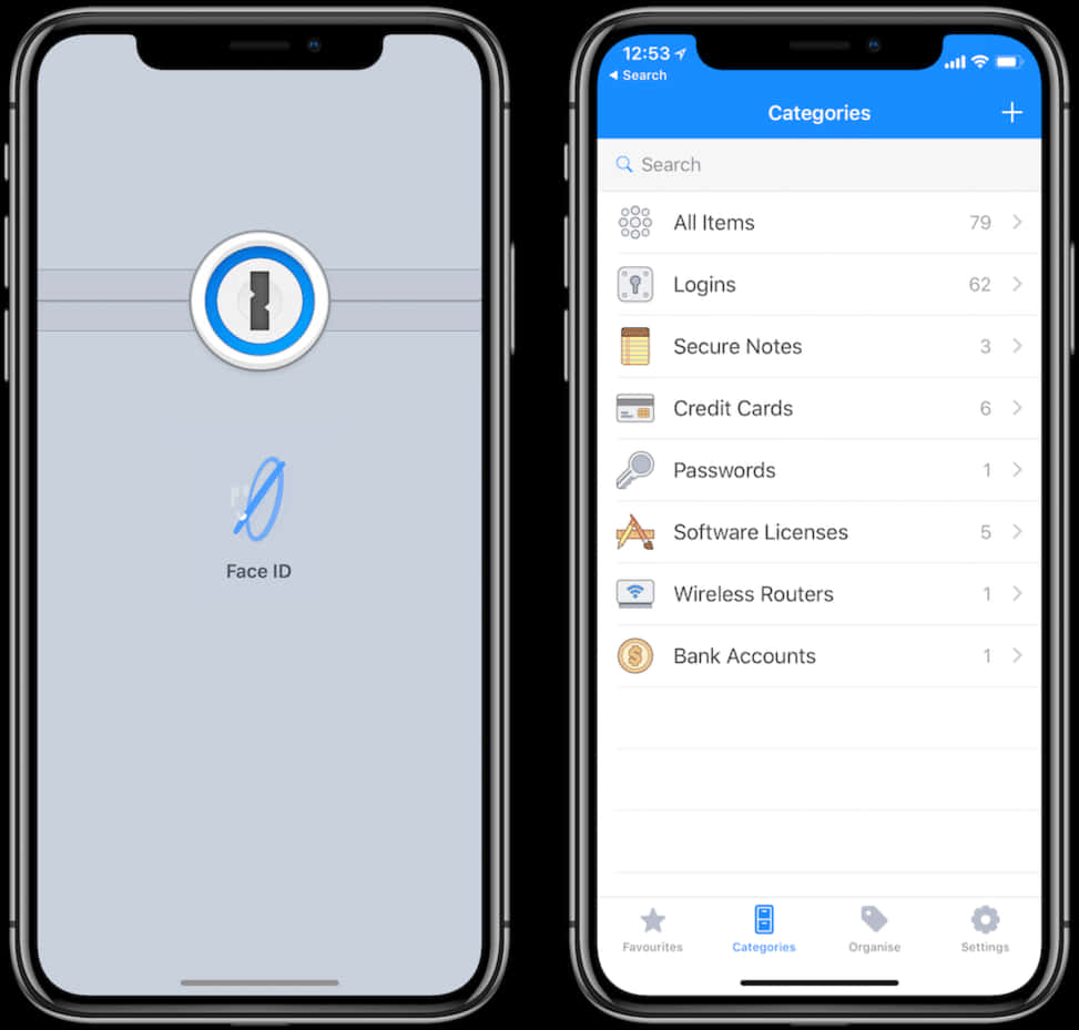 iPhone12 Face ID Salasananhallintasovelluksen näyttö Taustakuvat
