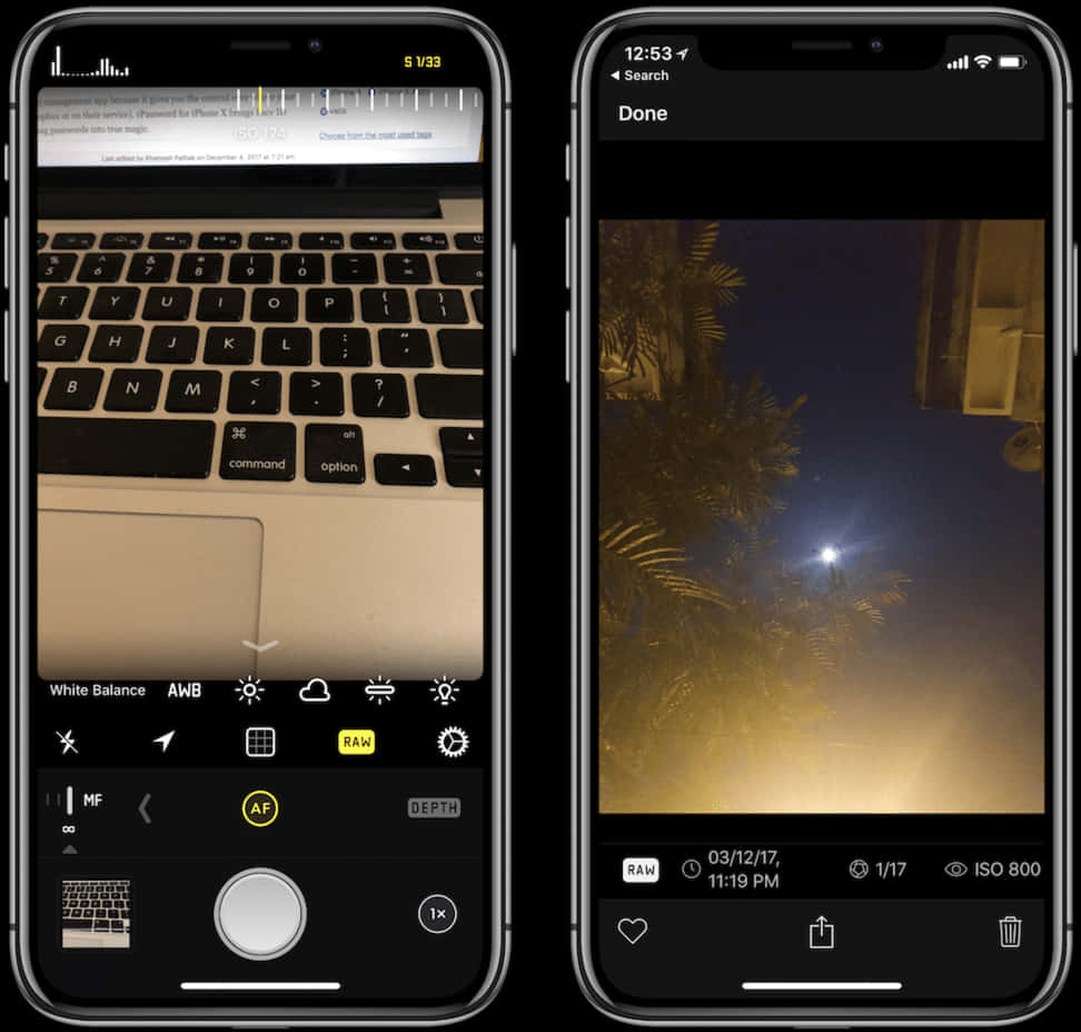 iPhone12 kameran käyttöliittymä yökuvaus Taustakuvat