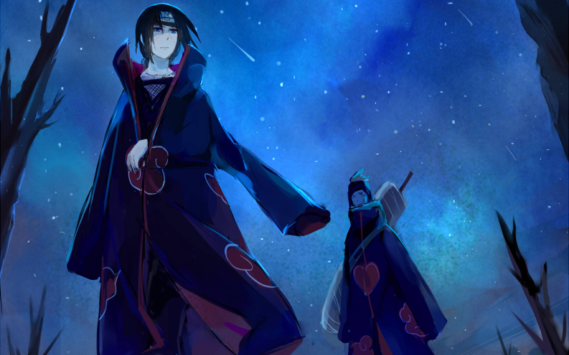 Itachi ja Kisame hehkuvan taivaan alla Taustakuvat