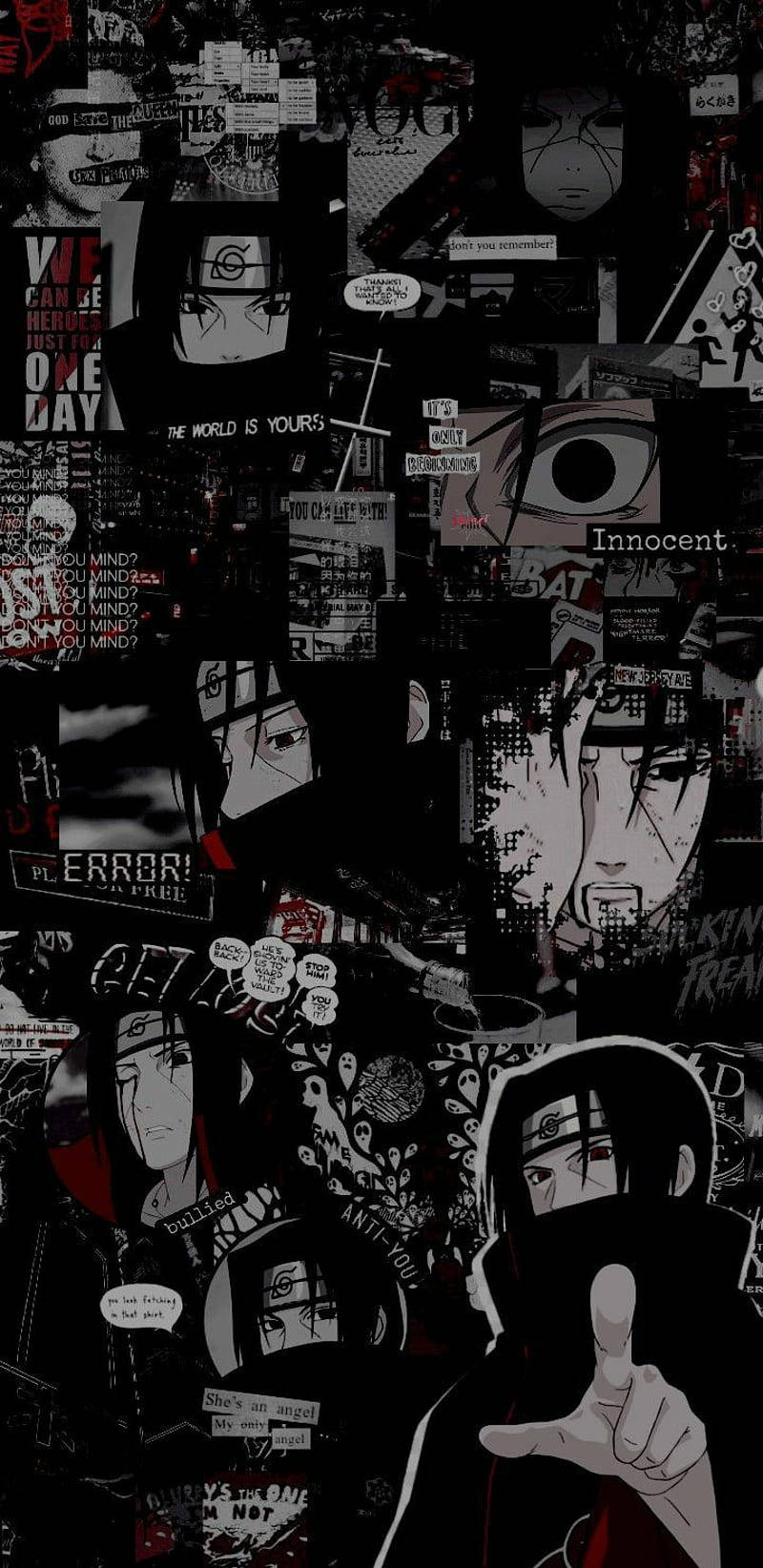 Itachi-kollaasi esteettinen anime iPhone Taustakuvat