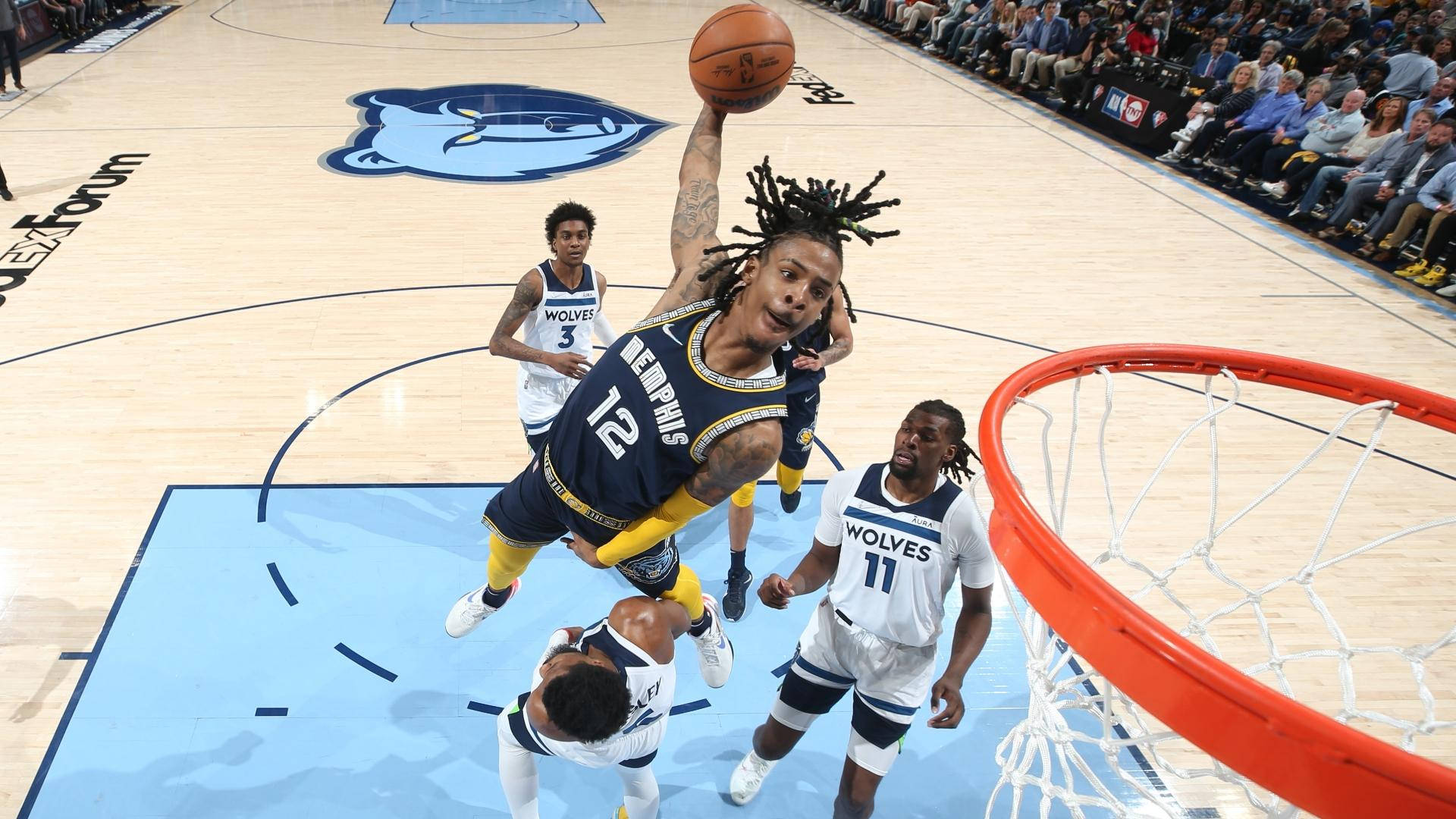 Ja Morant donkki pelaamassa Susia vastaan Taustakuvat