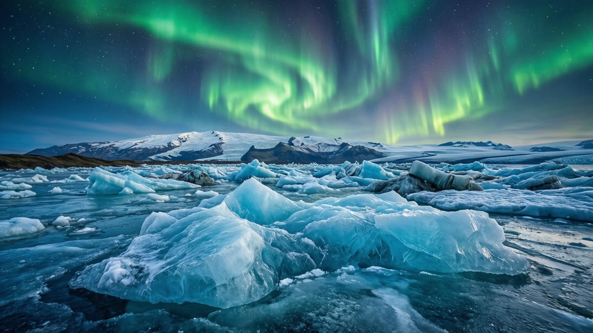 Jäinen tundra vihreä revontuli Taustakuvat