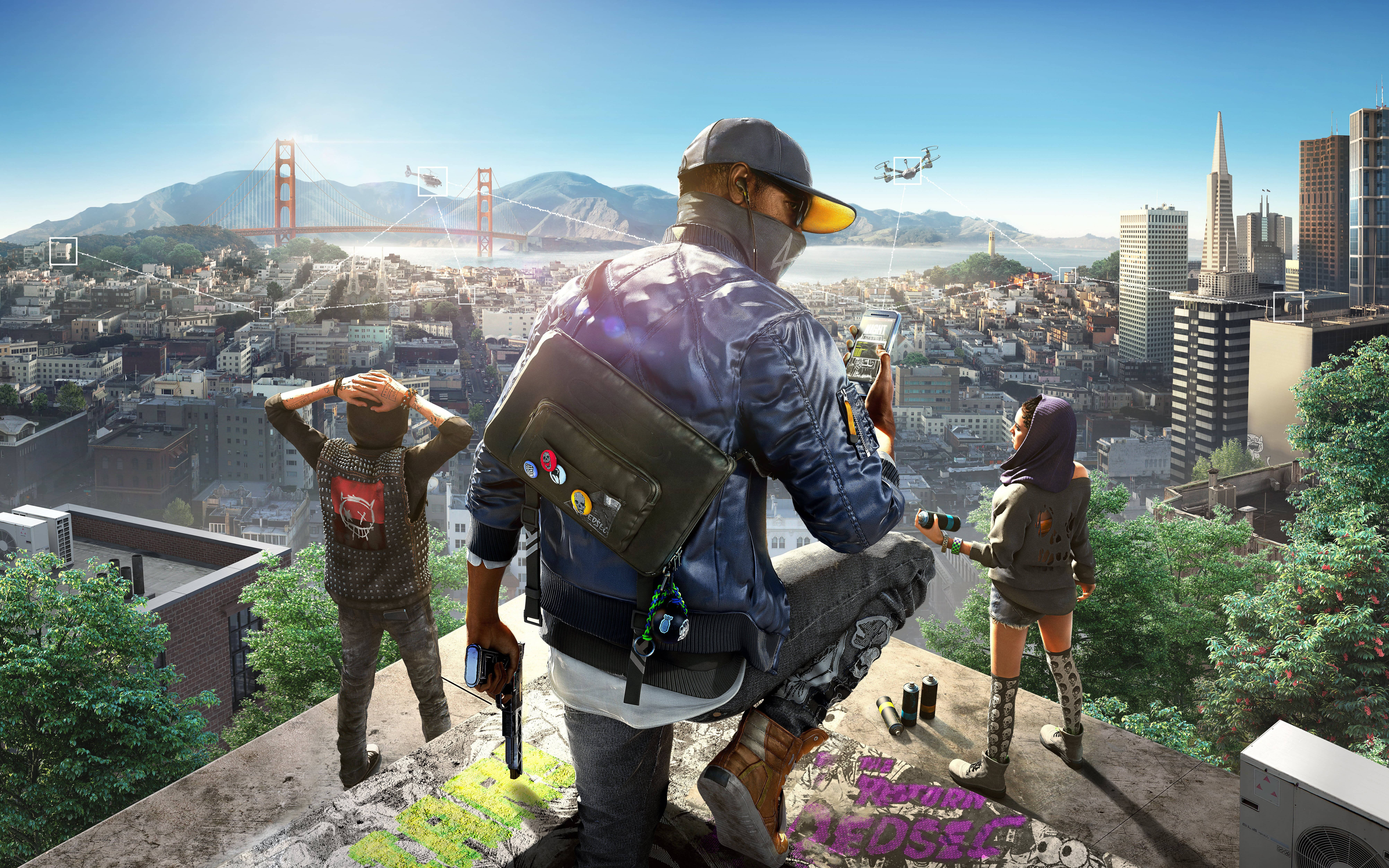 Jännittävä 4K-näkymä Watch Dogs 2 -videopelistä Taustakuvat