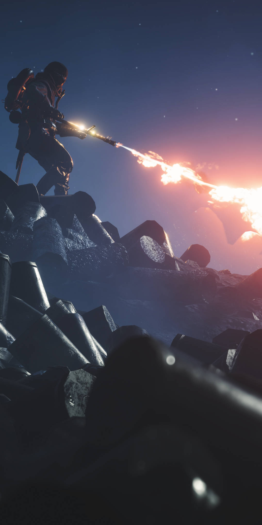 Jännittävää toimintaa Battlefield 1 -liekkisoturin kanssa puhelimellasi. Taustakuvat