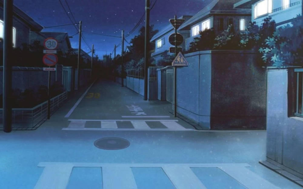 Japanilainen anime pimeä katu yöllä Taustakuvat