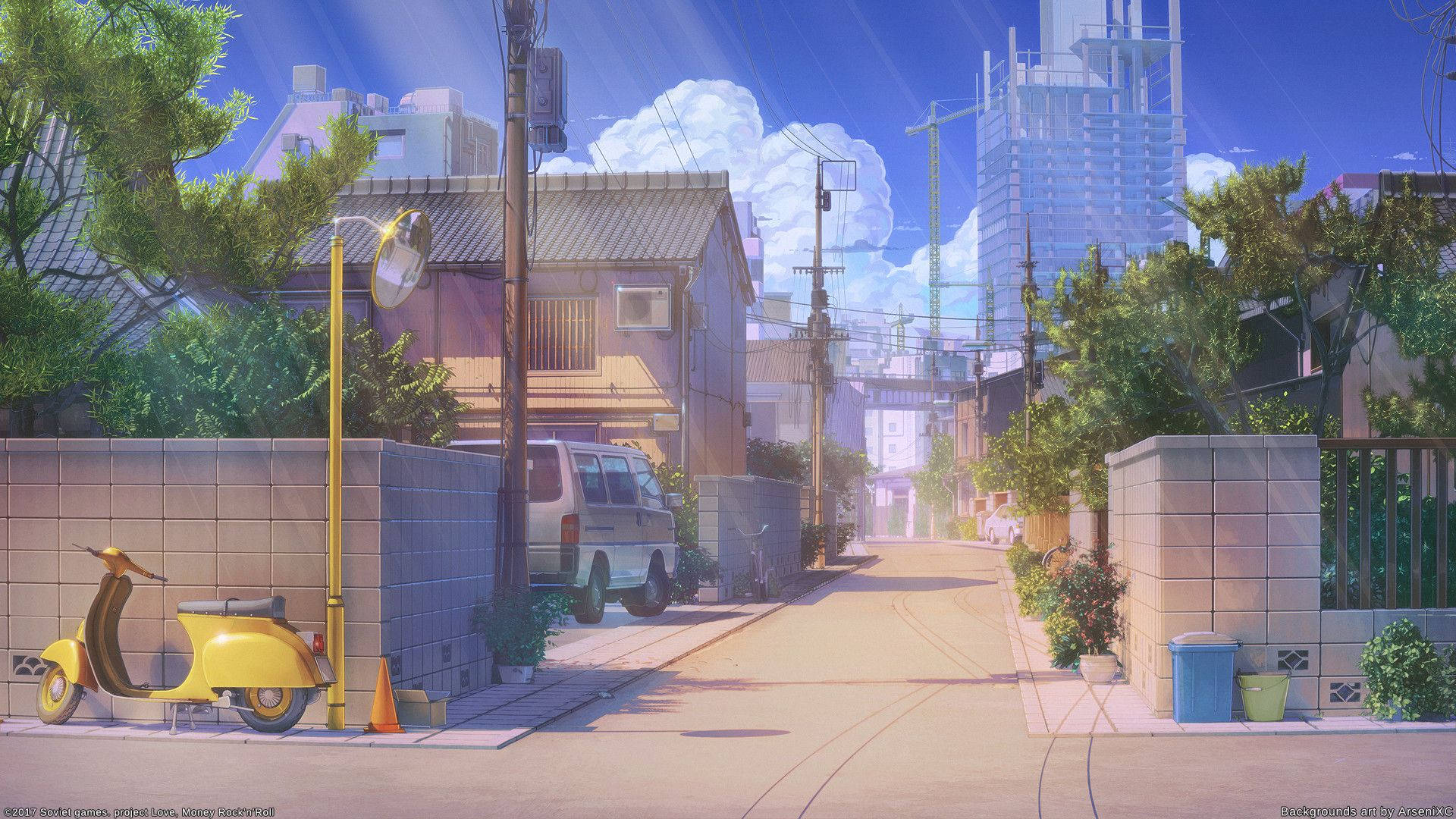 Japanilainen animekatu päiväsaikaan Taustakuvat