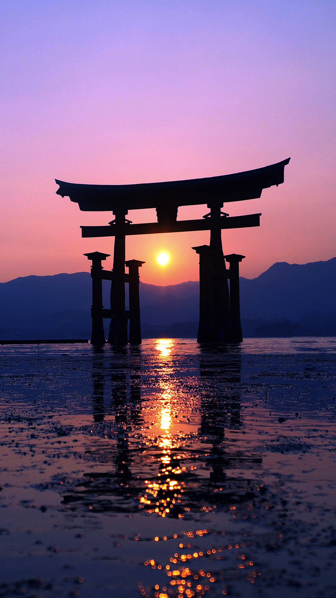 Japanilainen estetiikka iPhone Torii-siluetti Taustakuvat