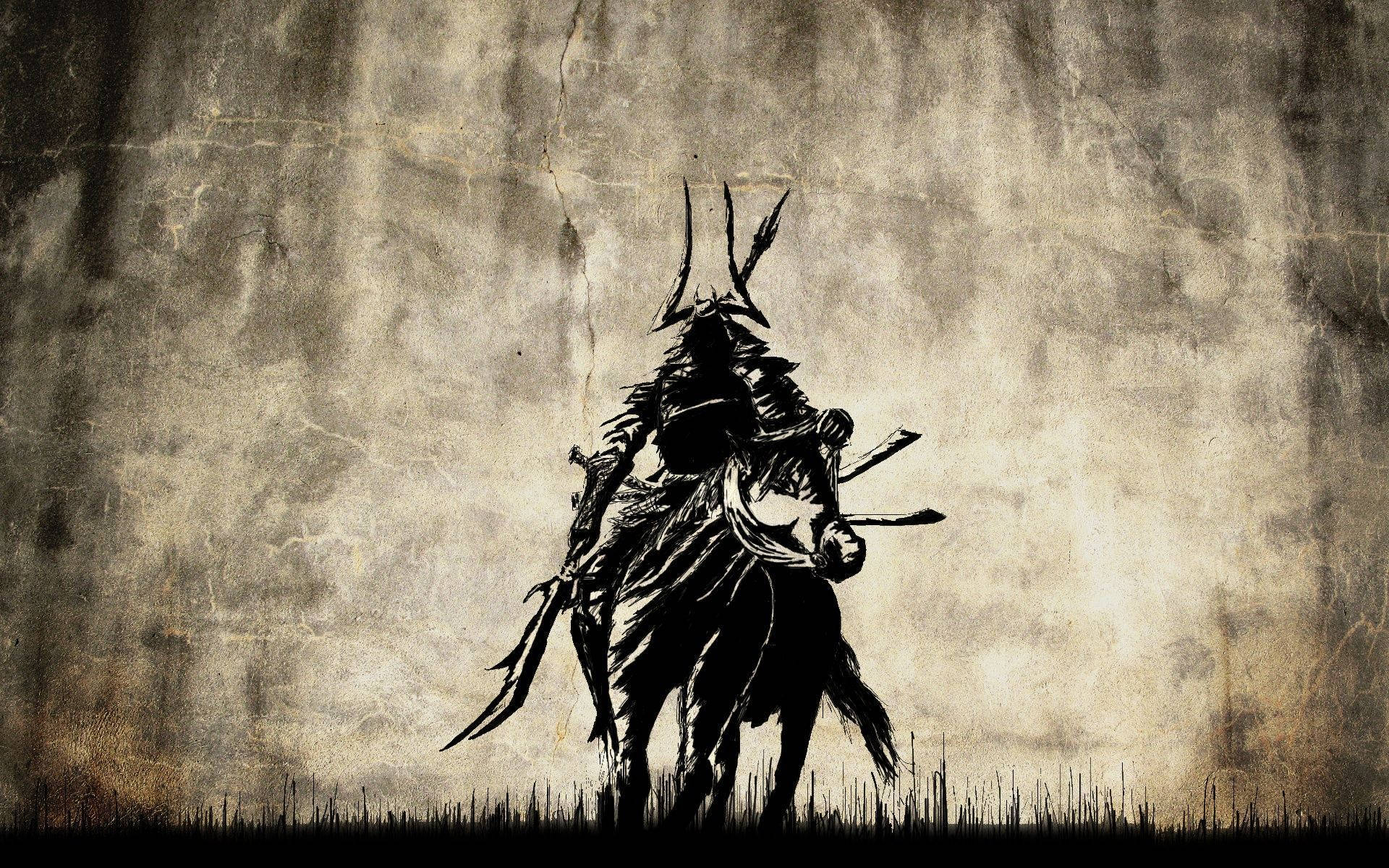 Japanilainen samurai hevosen selässä Taustakuvat
