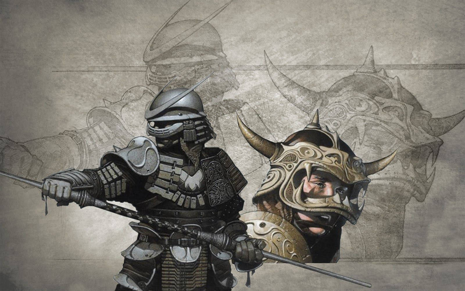 Japanilainen Samurai Haarniskassa Taustakuvat