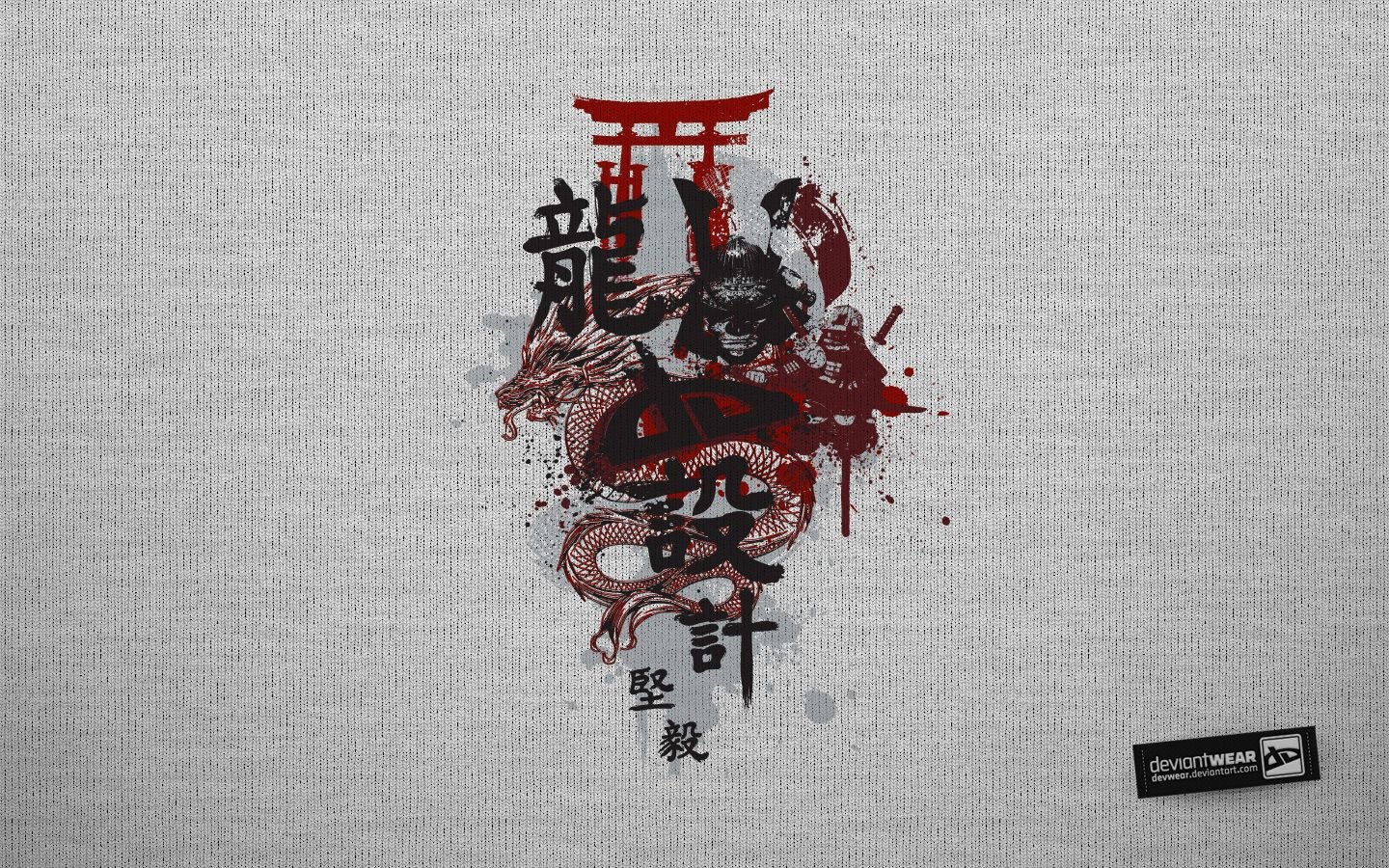 Japanilainen samurai, lohikäärme ja torii-portti Taustakuvat