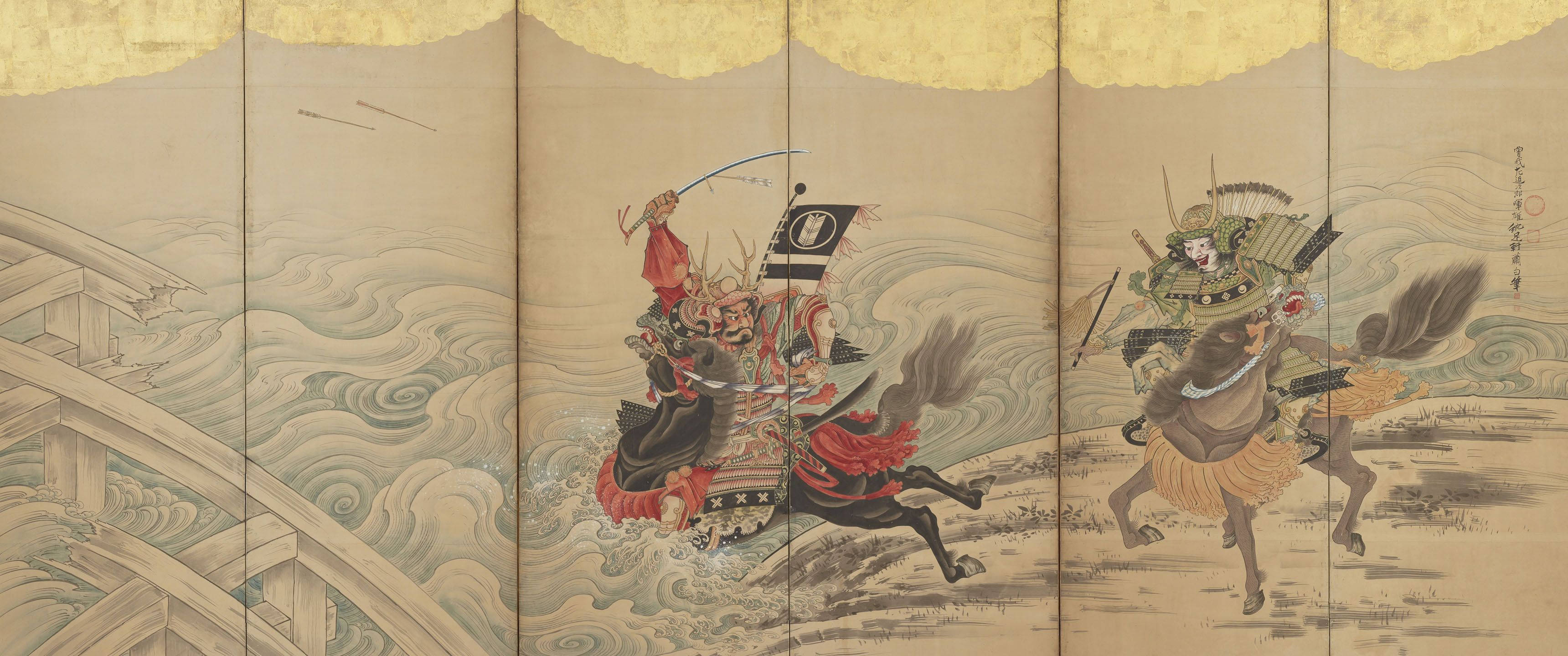 Japanilainen samurai-perinteinen maalaus Taustakuvat