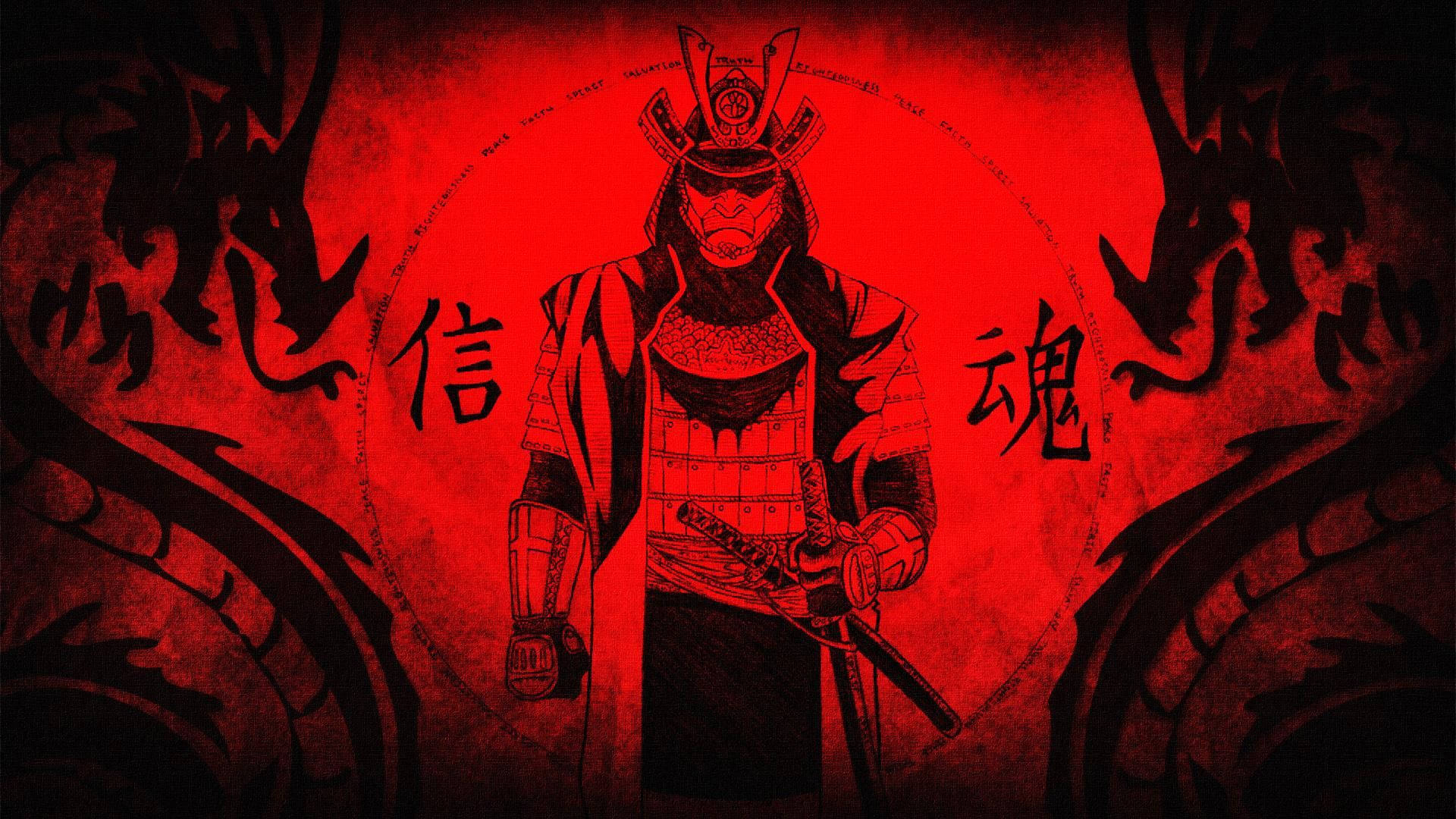 Japanilainen samurai punainen kaksoislohikäärme Taustakuvat
