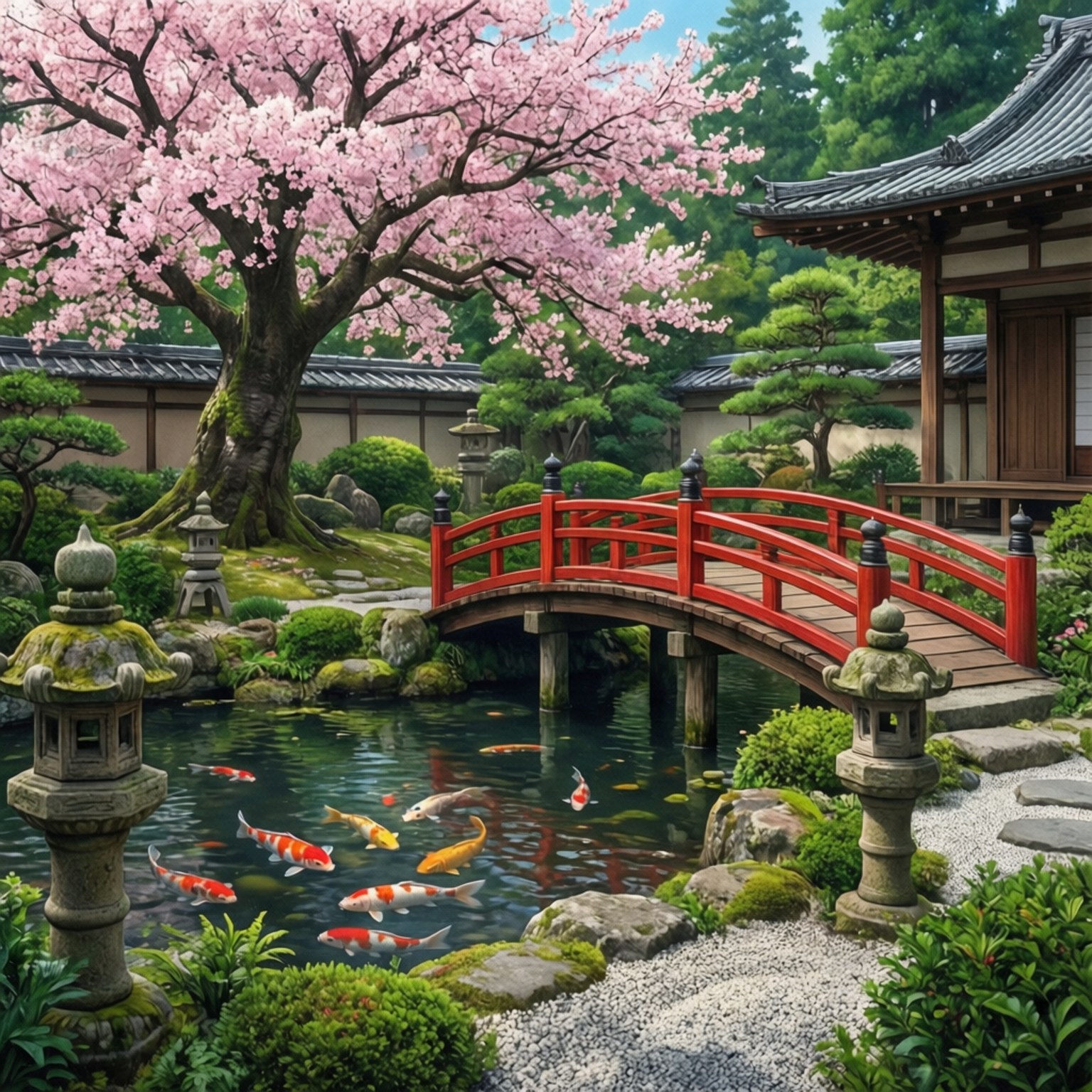 Japanilaisen puutarhan rauha Taustakuvat
