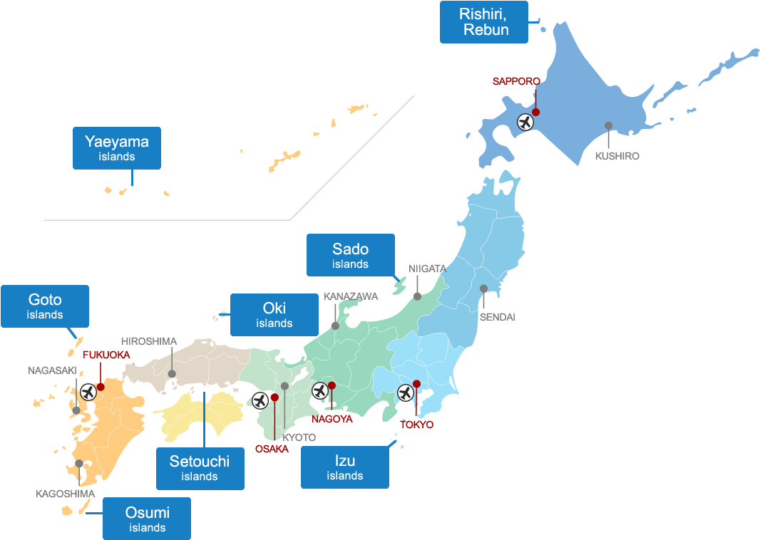 Japanin saariryhmien kartta Taustakuvat