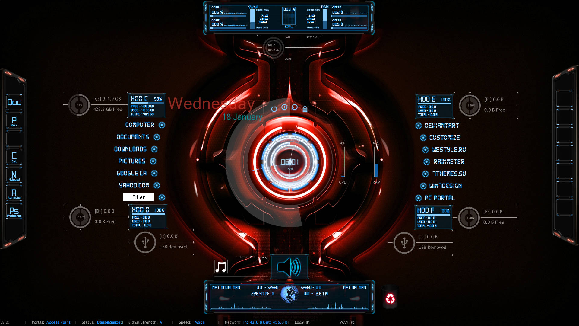 JARVIS Rainmeter-skinissä Taustakuvat