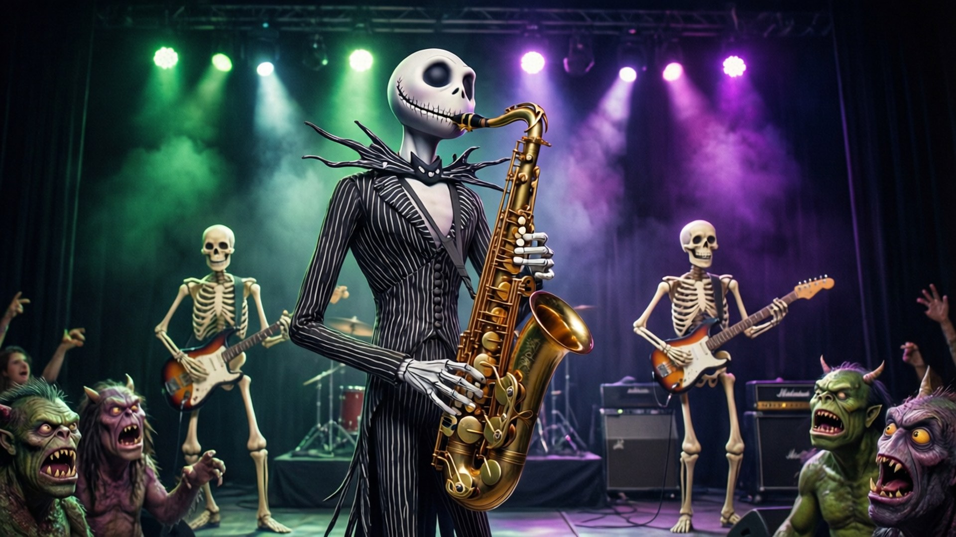Jazzia Halloweenin kaupungissa Taustakuvat