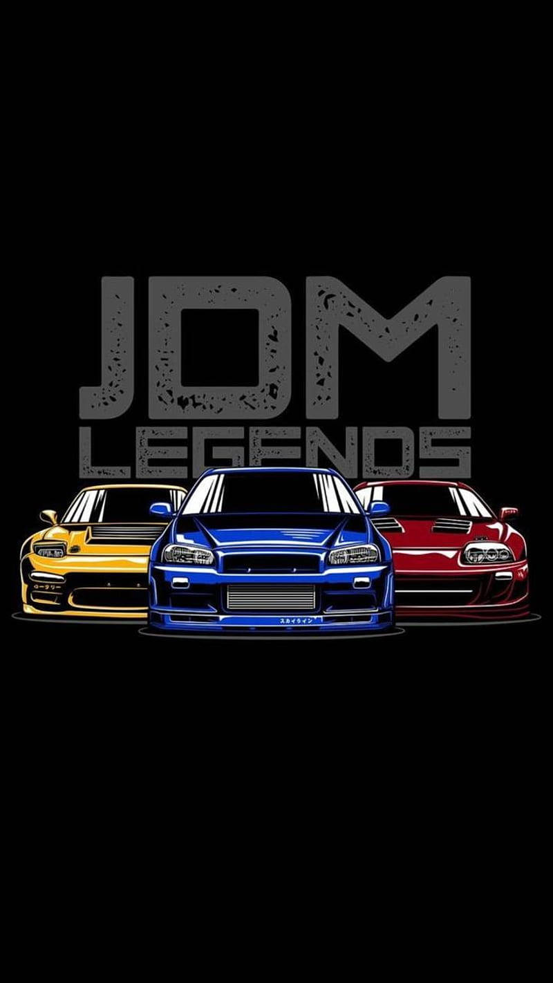 JDM-autot mustalla taustalla Taustakuvat