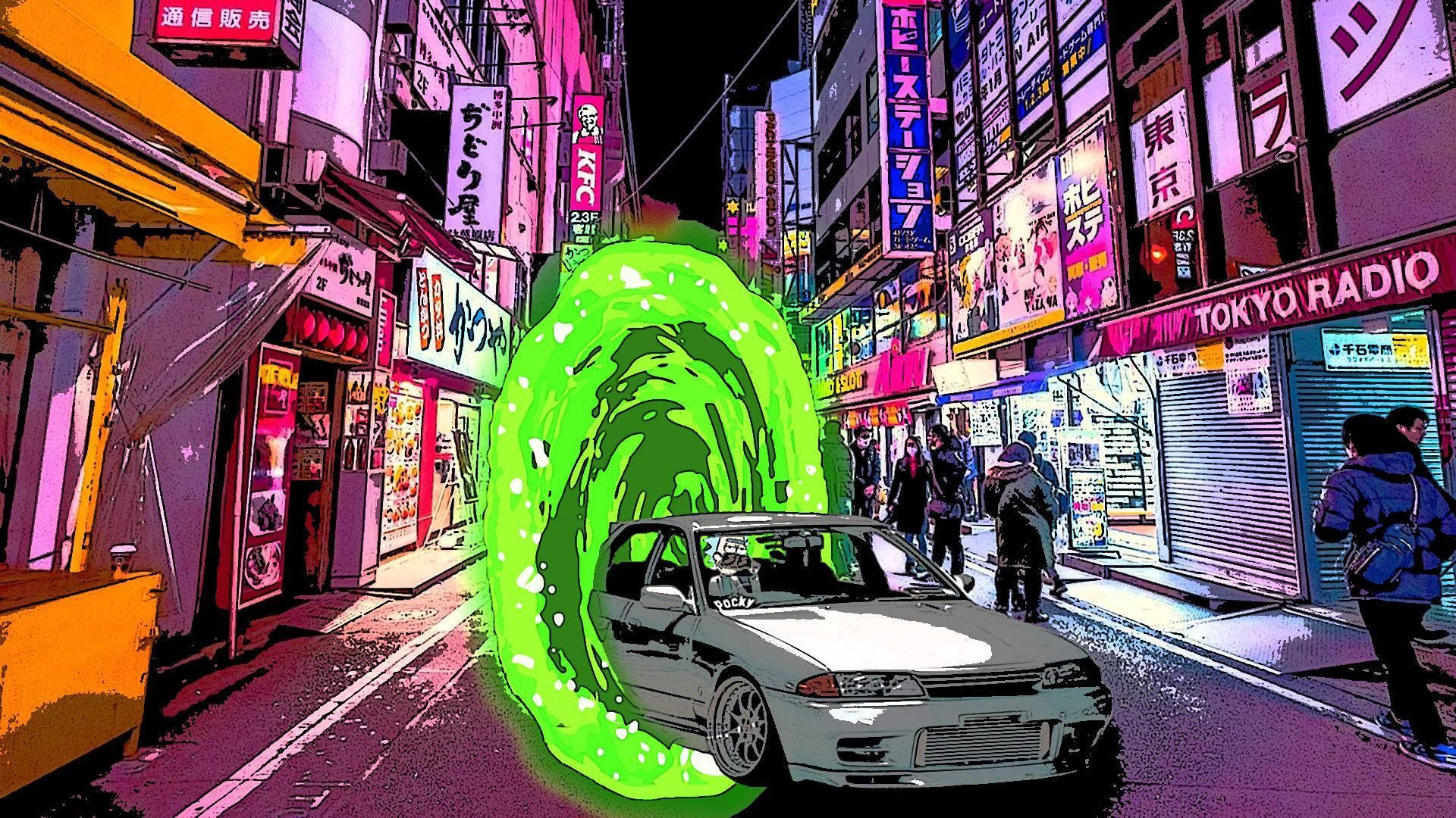 JDM-estetiikkaa ja Rick and Morty -taidetta Taustakuvat
