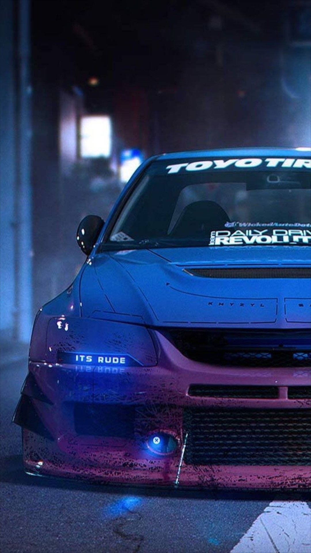 JDM-estetiikkaa edustava Mitsubishi-kilpa-auto Taustakuvat