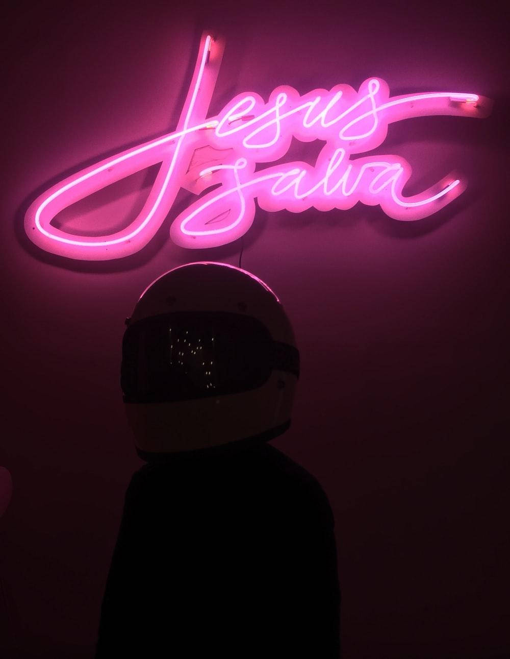 Jesus Salva Neon Pink Kyltti Taustakuvat