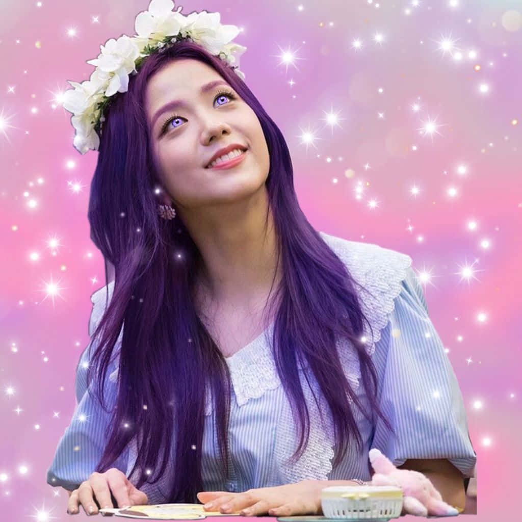 Jisoo Blackpink Violetti Silmät ja Hiukset Taustakuvat