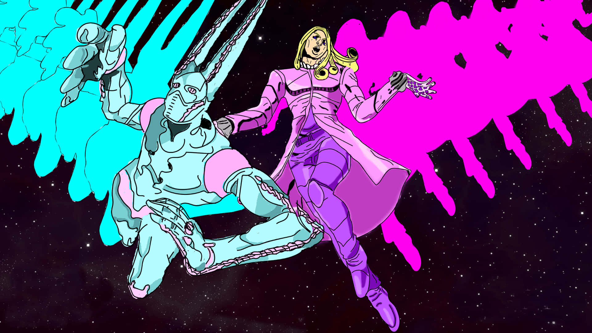 JoJon outo seikkailu -manga Funny Valentine ja D4C Taustakuvat