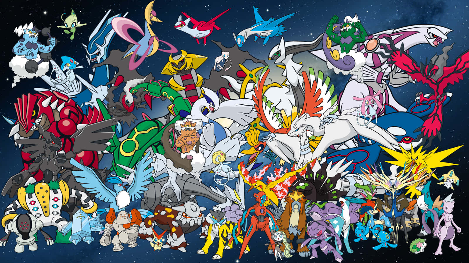 Jokainen legendaarinen Pokémon tähtitaivasta vasten Taustakuvat