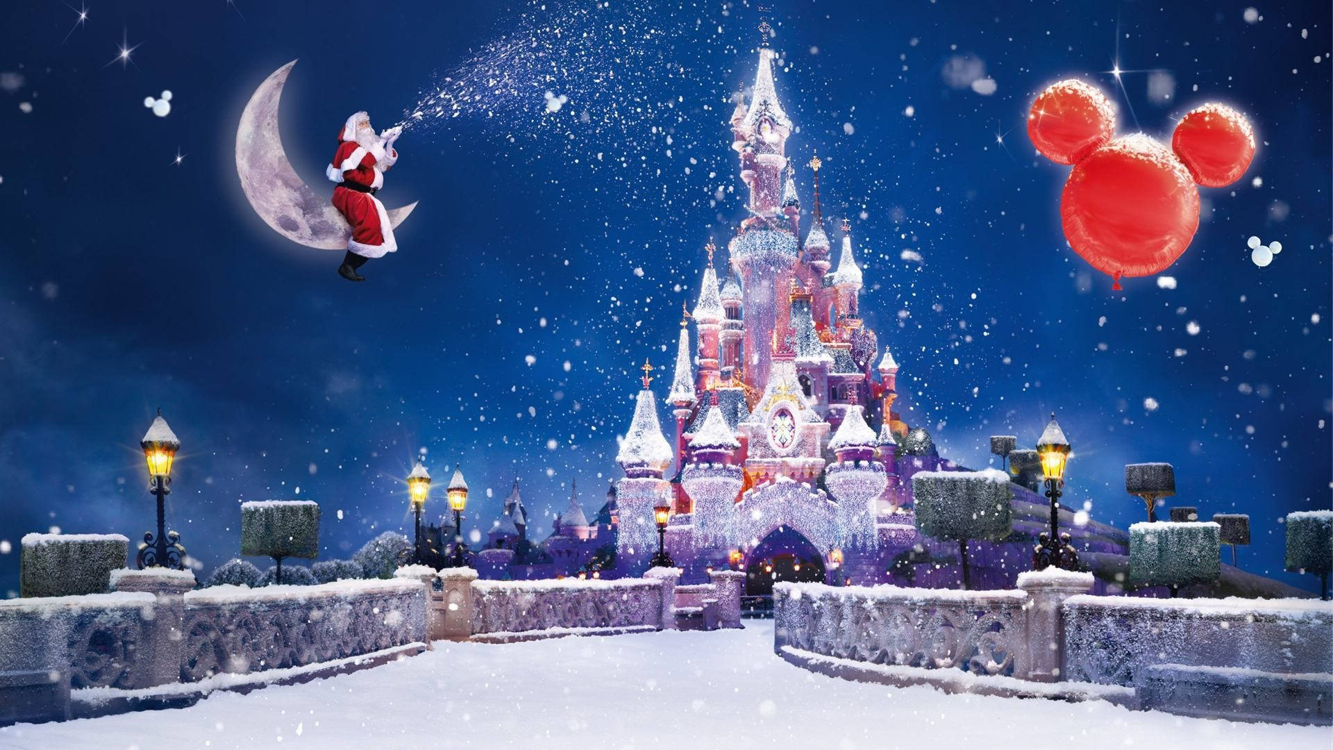 Joulupukki ja Disney-linna Taustakuvat