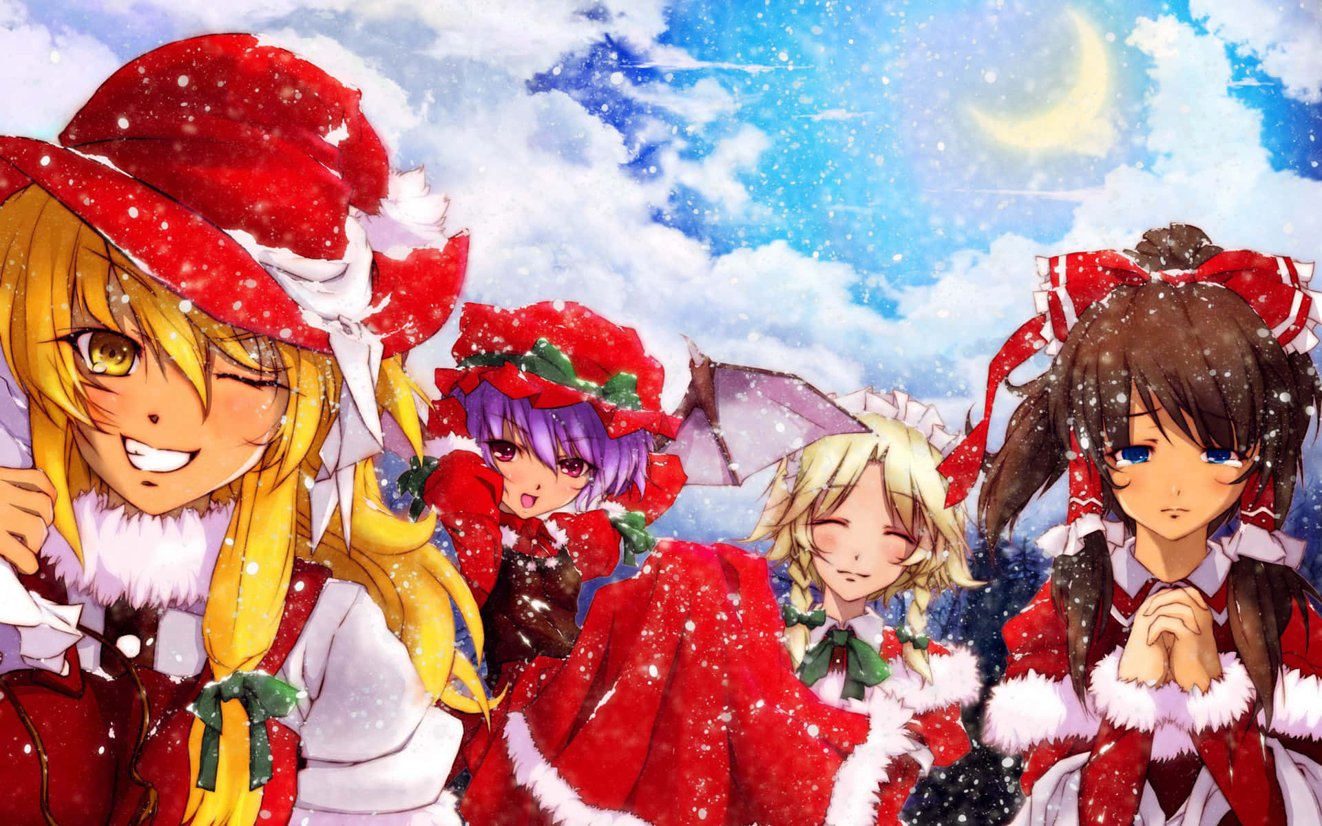 Juhlista joulua tällä juhlavalla anime-joulutaustakuvalla! Taustakuvat