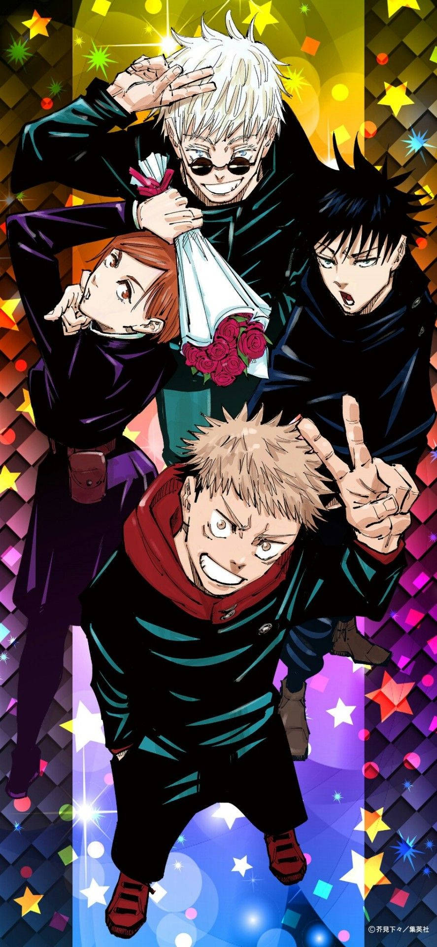 Kolme ensimmäisen vuoden opiskelijaa animesarjasta Jujutsu Kaisen -taustakuva